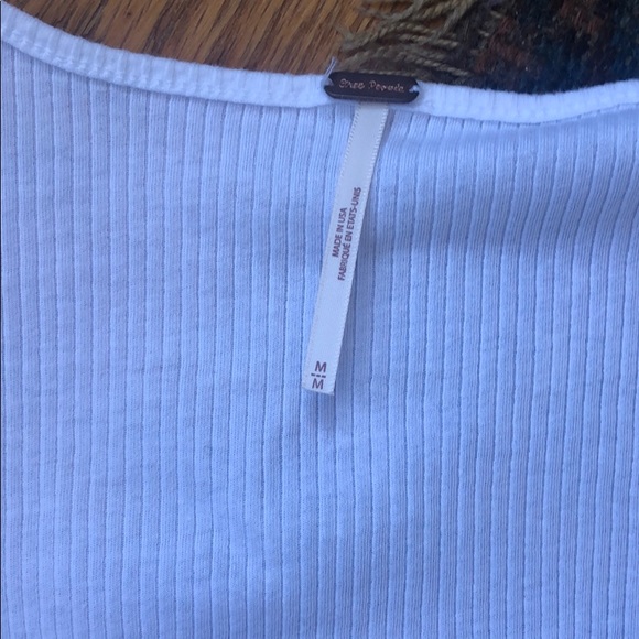 Free People Deep V Rib Tee in White - Picture 5 of 8